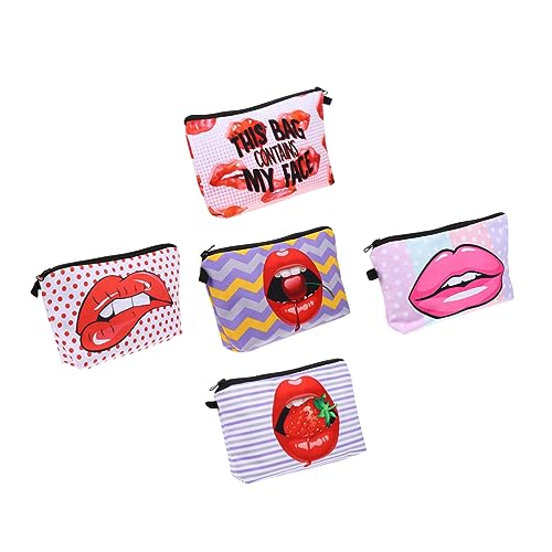 Mikinona 5stücke Reise-kulturbehälter Make-up-Tasche Mit Lippendruck Damen-Kosmetiktasche Für Geschäftsreisen Camping Und Outdoor-aktivitäten Mit Reißverschluss Und Organizer-Funktion Mikinona 5stücke Reise-kulturbehälter Make-up-Tasche Mit Lippendruck Damen-Kosmetiktasche Für Geschäftsreisen Camping Und Outdoor-aktivitäten Mit Reißverschluss Und Organizer-Funktion von Mikinona