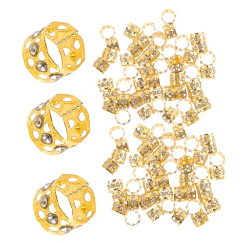 Mikinona 50stücke Haarschmuck Dreadlock Ringe Aus Metall Haarschmuck Für Zöpfe Und Dreads Dekorative Haaraccessoires Für Geflochtene Frisuren Goldenes Design Für Kreatives Haarstyling von Mikinona