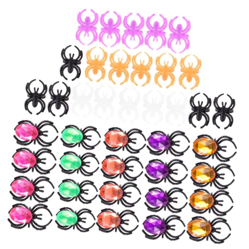 Mikinona 50 Stück Kleine Halloween Ringe Spinnen Gefälschte Große Halloween Ringe Party Bunte Spinnenringe Ring Frauen Motto Partygeschenke Für von Mikinona
