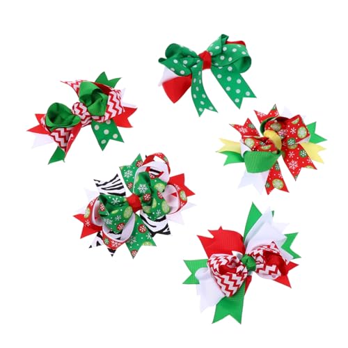 Mikinona 5 Stücke Weihnachten Haarschleife Haargummi Band Für Mädchen Party Haar Zubehör Bowknot Haarspange Haarspange Haarnadel Weihnachten Haarschleife Clips von Mikinona