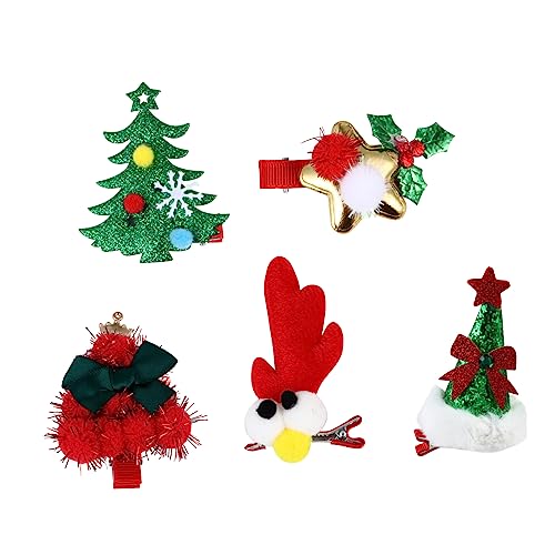 Mikinona 5St Weihnachtshaarspangen für Kinder haarspange kinder haarklammer kinder Weihnachtsspangen für Kinder Weihnachtsstrumpf Stuffer Haarnadel Weihnachtsclips für Haare Geweih von Mikinona