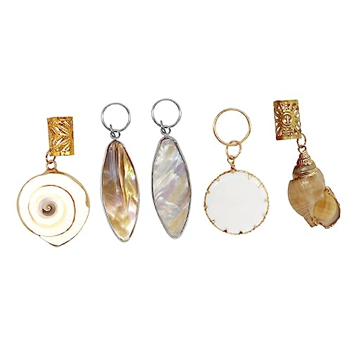 Mikinona 5Stücke Dreadlock Ringe Haarschmuck Zubehör Anhänger Für Zöpfe Dekorative Haarteile Mit Perlen Und Muschel Design Haardekoration Für Männer von Mikinona