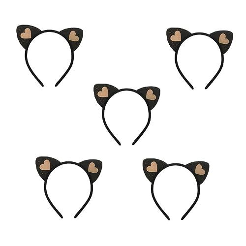 Mikinona 5stücke Katzenohr-haarband Aus Cosplay-kopfbedeckung Party-kopfschmuck Schwarz Haar-accessoire Für Performance von Mikinona