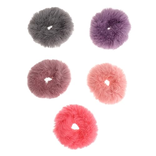 Mikinona 5stücke Entzückende Plüsch Elastische Haargummis Haarringe Haarzubehör Für Mädchen Frauen Haarbänder von Mikinona
