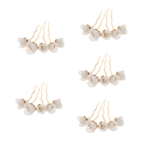 Mikinona 5stücke Frauen Haarschmuck Antike Chinesische Haarspange Mit Perlen Und Blütenblatt-design Für Hochzeiten Cosplay Und Alltag Eleganter Haarstab Für Damen Und Mädchen von Mikinona