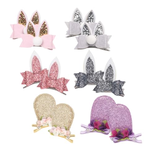Mikinona 6paare Haarspangen Mit Hasenohren Und Pailletten Für Mädchen Haarstyling-accessoires Haarschmuck Haarspangen Mit Tierohren Haarspange Für Haare von Mikinona