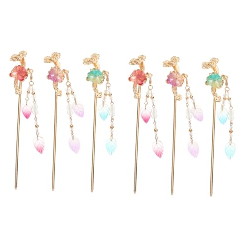 Mikinona 2 Sets Haarstab-set Blumen-haarnadel Quaste Retro-chinesisches Haar-accessoire Langlebig für Frauen 3 Stück von Mikinona