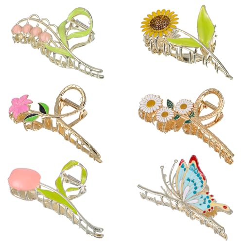 Mikinona Elegante Haarspangen Mit Blumenmuster 6 Stück Metall-haarspangen Für Frauen Und Mädchen von Mikinona