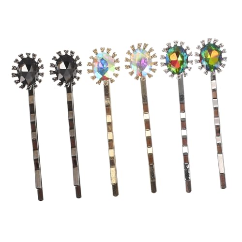 Mikinona 6 Stück Haarschmuck für Frauen Cubic Zirkonia Haarspangen Geometrische Haarclips in Schwarz Gold Silber für Halloween Hochzeit und Alltag von Mikinona