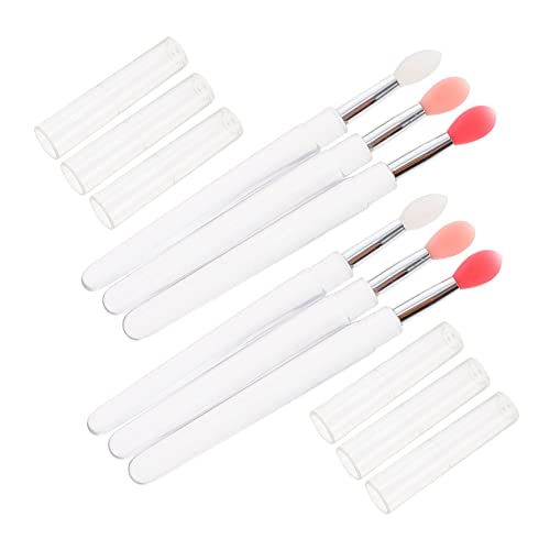 Mikinona 6St Lippenbürste Zauberstab-Make-up-Pinsel lippenstifte aus silikon Lippenbalsam Lidschatten Lippenstift-Pinselapplikator Lippen-Make-up-Stift Mit Deckel Lippenmaske Essstäbchen von Mikinona