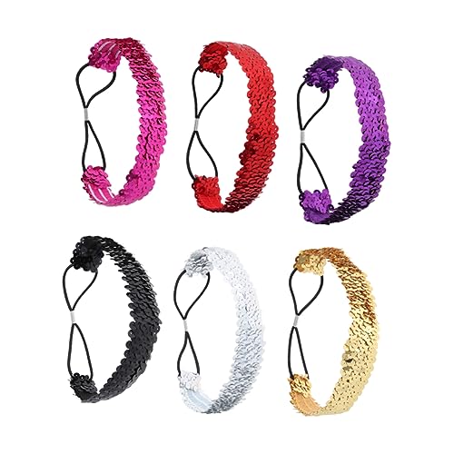 Mikinona 6 Stück Pailletten Haargummi Meerjungfrau Haarschmuck Glitzerndes Haarband Damen Elastisch Haar Accessoires Funkelnder Haarreifen Hochzeitsgäste Mädchen Zufällige Farbe von Mikinona