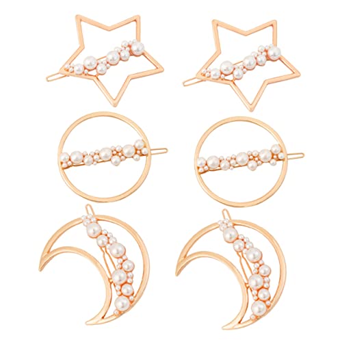 Mikinona 6 Stück Sternen und Mond Haarklammern Teiliges mit Perlen Haarspangen für Damen und Vielseitige Haaraccessoires für Bequem und Kinderfreundlich von Mikinona