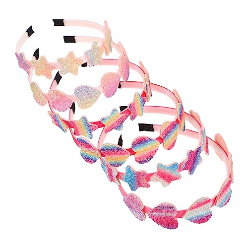 Mikinona 6 Stück Teiliges Haarband Herzform mit Glitzer Pailletten Sternen Bunte Regenbogen Haarschmuck für Mädchen Party Dekoration und Alltag Geeignet von Mikinona