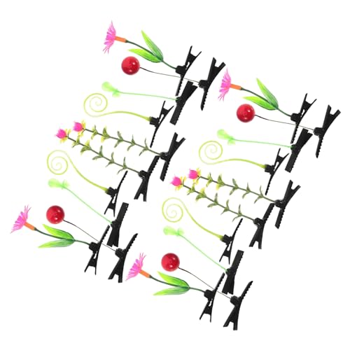 Mikinona 60 Stk Simulations-pflanzenhaarspange Clip-sprossen Gras Sprossenklammer Haarschmuck Haarspangen Für Mädchen Haarspange Mit Blumenmuster Blumenclips Für Das Haar Gothic Plastik von Mikinona
