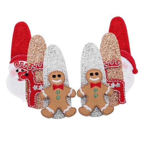 Mikinona 6stücke Teiliges Weihnachts-haarclips Für Mädchen Glitzernde Weihnachtsaccessoires Süße Haarspangen Für Festlichkeiten Und Partys Santa Rentier Und Lebkuchenmann Designs von Mikinona