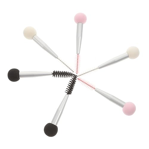 Mikinona 6St doppelseitige Augenbrauenbürste Make-up-Pinsel und Schwämme Schwamm Foundation Applikator Lidschatten Wimpernspulen Make-up-Schwamm mit Köpfen Maskara von Mikinona