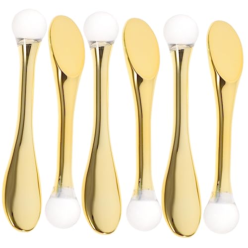 Mikinona 6Stücke Augenmassage Sticks mit Löffel und Massagefunktion Goldene Gesichtsmaske Spatel für Verbesserte Augencreme Absorption Schwellungen und Augenringe Tragbar von Mikinona