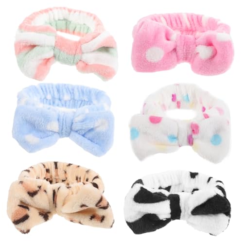Mikinona 6stücke Kosmetik-stirnband Für Gesicht Waschen Wiederverwendbares Haarband Mit Schleife Hautpflege-kopfschmuck Aus Strapazierfähigem Material Flauschiges Stirnband Für Make-up von Mikinona