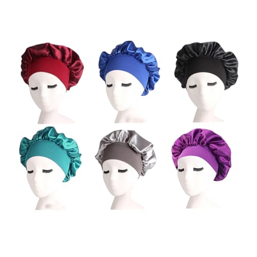 Mikinona 6er Pack Damen Schlafmütze Nachtmütze Mit Stirnband in 6 Leuchtenden von Mikinona