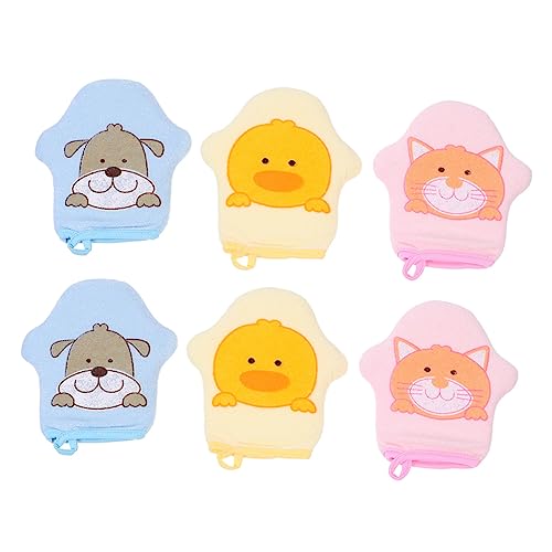 Mikinona Badehandschuh Mit Cartoon- Für Jungen Und Mädchen 6er-pack Badehandschuhe Für Babys Neugeborene Jungen Und Mädchen Badehandschuhe Aus Weichem Material von Mikinona