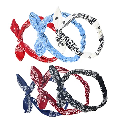 Mikinona 6stücke Haargummis Mit Schleife Und Hasenohren Elastische Haarseile Aus Haargummis Mit Pferdeschwanzhalter Mit Schal Haaring Für Damen von Mikinona