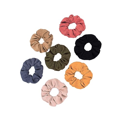 Mikinona 7stücke Teilige Haargummis Einfache Pferdeschwanzhalter Haarseile Aus Flanell Für Damen Und Mädchen Schwarzer Jaspis Gelb Orange Hellkaffee Blau von Mikinona