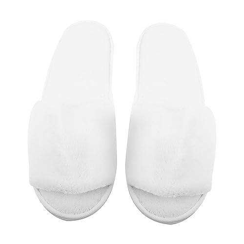 Mikinona 8 Paare Unisex Fleece Hausschuhe mit Dicker Rutschfester Sohle Atmungsaktive Offene Indoor Slipper Weiche Gästehausschuhe für Wohnzimmer und Ganzjährig Langlebige Komfortpantoffeln von Mikinona