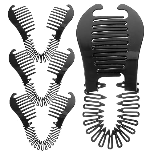 Mikinona 8 Stk Flechtwerkzeug ineinandergreifende Haarspangen Bananenclipkamm Haarschmuck für Damen haar spangen haarclips Haar-Bananen-Clips für Frauen Doppelkamm-Haarspange Plastik Black von Mikinona
