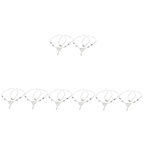 Mikinona 4 Sets Legierung Gothic Kette Braut Kopfschmuck Perlen Stirn Kette Für Hochzeit Stirnband Zarte Haar 2 Stücke * 4 von Mikinona