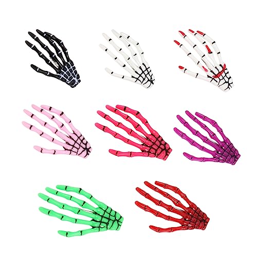 Mikinona 8st Handknochen Haarnadel Totenkopf Haarspangen Halloween-skelett-haarspangen Skelett-hand-haarspange Skelett Haarspangen Skelett-handclip Pony-clip Fräulein Knall-clip Fluoreszenz von Mikinona