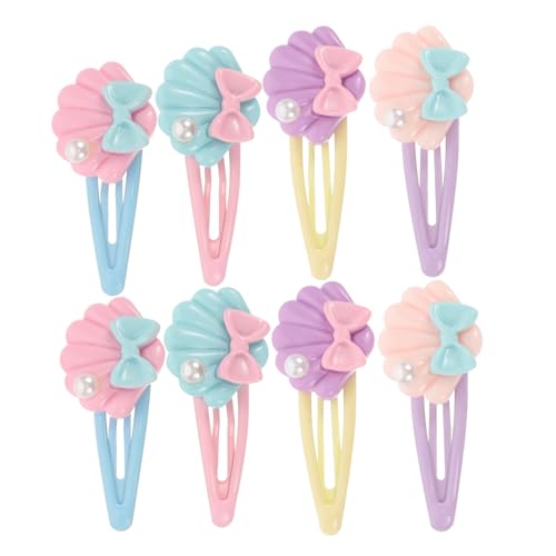 Mikinona 8stücke Haarspangen Aus Kunstharz Mit Druckknöpfen Kleine Haarspangen Für Damen Dekorative Mit Muscheldesign Für Kurzes Haar Accessoires Für Kurzes Haar Für Mädchen Süße von Mikinona