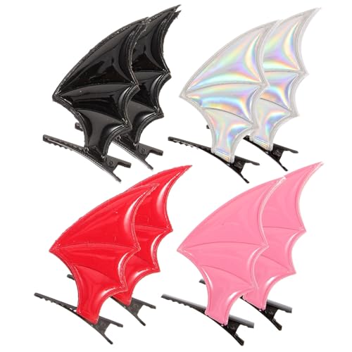 Mikinona 8 Stück Teiliges Bat Wing Haarspangen Halloween Haarnadeln Gothic Cosplay Haarschmuck Damen Mädchen Buntes Fledermausflügel Design Leichte Kostümaccessoires für Party und Fasching von Mikinona