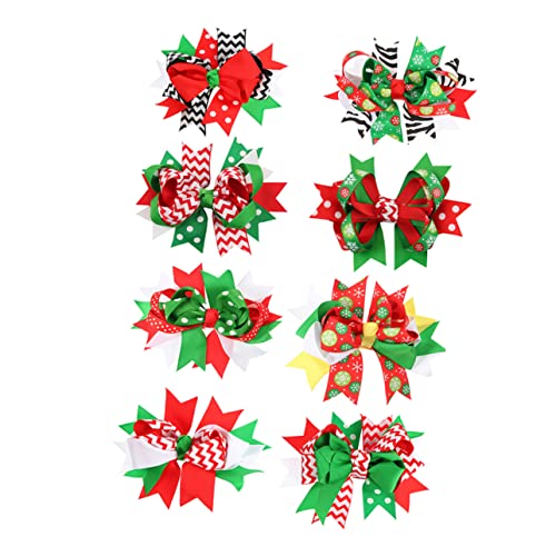 Mikinona 8 Stück Weihnachts Haarspangen Schleifen Haarclips für Mädchen für Feste Geburtstagsfeiern und Täglichen Gebrauch Strapazierfähig und Kindgerecht Haaraccessoires für Weihnachten von Mikinona