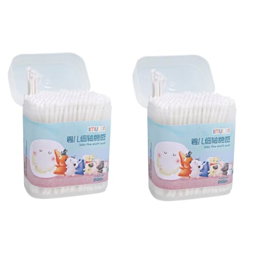 Mikinona 800 Stück Kartons Wattestäbchen doppelte runde Baumwollspitze -Ohrenreiniger aus Baumwolle Oreilles Nase Kabel Knospenabstriche für Kinder -Tupfer Püree Papier pumpen Weiß von Mikinona