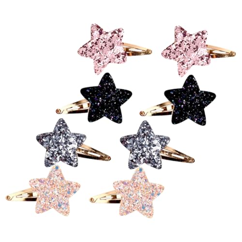 Mikinona 8stücke Stern-haarspange Glitzer-haarspange Mit Druckknöpfen Haarspangen Für Junge Mädchen Frauen Clip Für Dünnes Haar Haar-accessoires Stern-haar-schmuck Haarstyling-tool von Mikinona