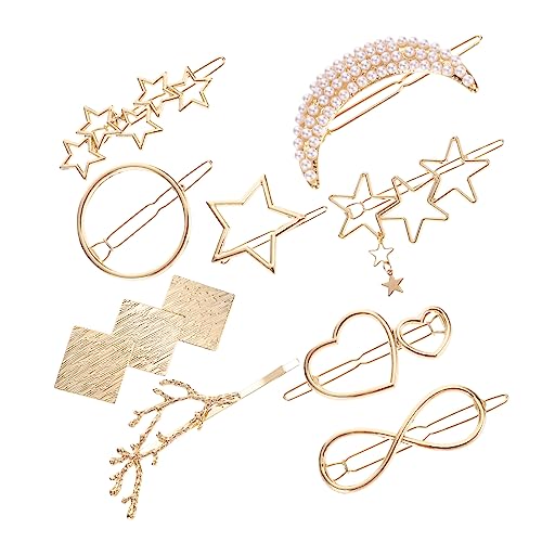 Mikinona 9St Haarspangen-Set Stern-Haarschmuck Metall-Haarspangen mit Druckknöpfen kinder haarspangen haarspange kinder Haarnadel Haarklammer Haarschmuck für Damen Haarspangen für Damen von Mikinona