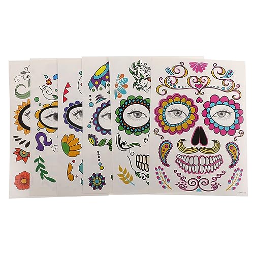 Mikinona Aufkleber-set 6 Bögen Halloween-gesicht Temporäre Make-up-aufkleber Für Erwachsene Jungen Und Mädchen von Mikinona