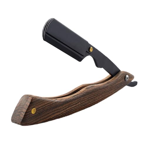 Mikinona Bartschneidewerkzeug manueller Rasierer aufsteckbarer Rasierer Bartschneider rasieren faltbar Rasiererhalter hölzernes Rasiermesser Schnurrbart Rasiermesser Holz von Mikinona