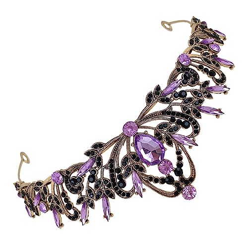 Mikinona Blattkrone Haarschmuck Hochzeitsdekorationen Schwarz und schwarze und Krone Party Brautkronen Stirnband mit Strasssteinen für die Braut Zinklegierung Violett von Mikinona