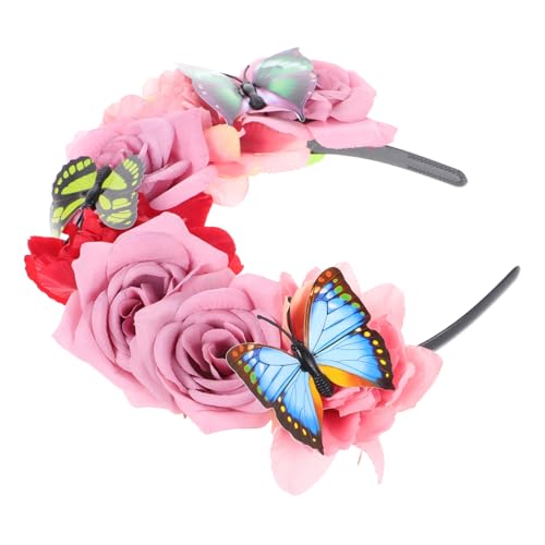 Mikinona Butterfly Haarreif Mit Kunstblumen Dekoratives Stirnband Für Festivals Und Halloween Haarschmuck-accessoire Für Damen Und Mädchen von Mikinona