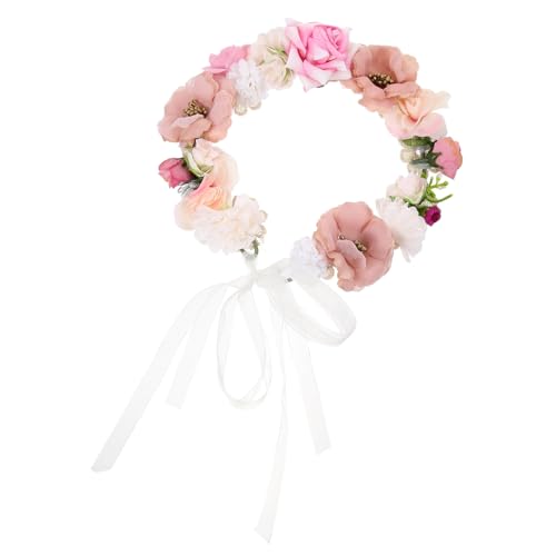 Mikinona Böhmisches Blumenstirnband Braut Blumenkopfschmuck Hochzeit Stirnband Blumengirlande Tiara florale Krone Haarband Böhmen Kranz Haube Haarmaske Kopfbedeckung von Mikinona