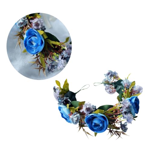 Mikinona Braut Stirnband Blumengirlande Blumenstirnband aus Schaumstoff Kopfbedeckungen mit Blumen für die Braut Tiara Haarband Rosenhaarkranz Blumenkrone Hochzeit große Rose Fräulein von Mikinona