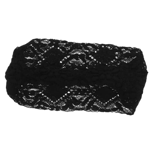 Mikinona Breites Elastisches Spitzen Haarband Damen Vielseitiges Kopftuch für Haare Modisches Bequemes Headcovering Stilvoller Haarschmuck für Alltag und Besondere Anlässe Schwarz von Mikinona