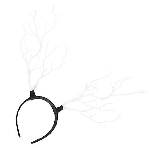 Mikinona Cosplay Rentier Geweih Haarreif Weiß Damen Haaraccessoire Flexibel Festlicher Haarschmuck für Weihnachten Party Fotoshooting von Mikinona