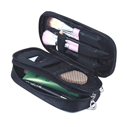 Mikinona Damen Kosmetiktasche Make Up Organizer mit Reißverschluss Geometrisches Design Schwarz Geräumig Vielseitig Einsetzbar für Kosmetik und Toilettenartikel Leicht und Strapazierfähig von Mikinona