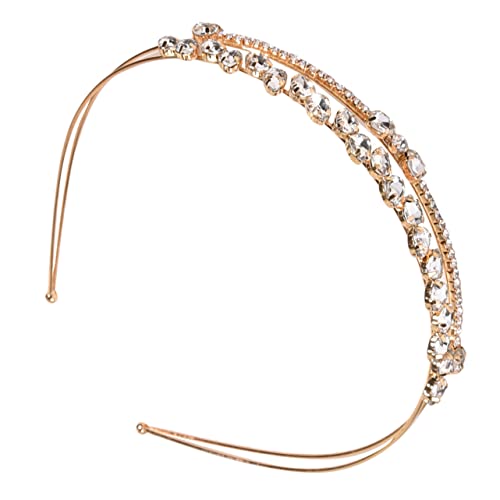 Mikinona Diamant-stirnband Kopfbedeckung Für Damen Haarschmuck Für Damen Haarbänder Für Damen Haarpflegezubehör Braut-tiara Damen-stirnband Fräulein Zinklegierung Blütenkopf Doppelreihe von Mikinona