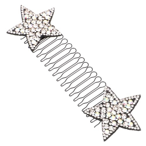 Mikinona Haarfixierer Kamm Mit Integriertem Haarklammer Für Frauen Und Mädchen Unsichtbares Rutschfestes Haarzubehör Für Styling Make-up Und Alltag Weiße Sterne von Mikinona