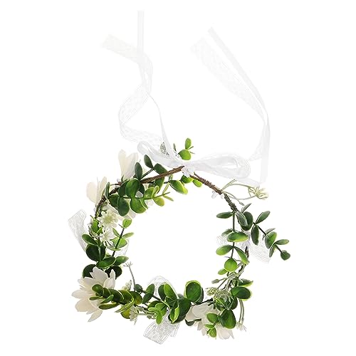 Mikinona Frische Maiglöckchen Blumengirlande Stirnband Foto Braut Brautjungfer Kopfschmuck Haarschmuck Waldstil Gänseblümchen-Mädchen-Stirnband Blumenkronengirlande Tiara von Mikinona