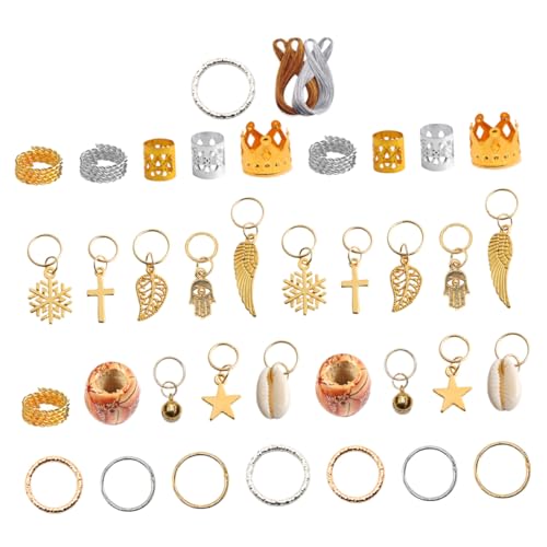 Mikinona 202stücke Haarschmuck Ringe Dreadlocks Manschetten Dekoration Für Zöpfe Und Haarverlängerungen Einstellbare Wiederverwendbare Zubehörteile Für Kreative Frisuren von Mikinona