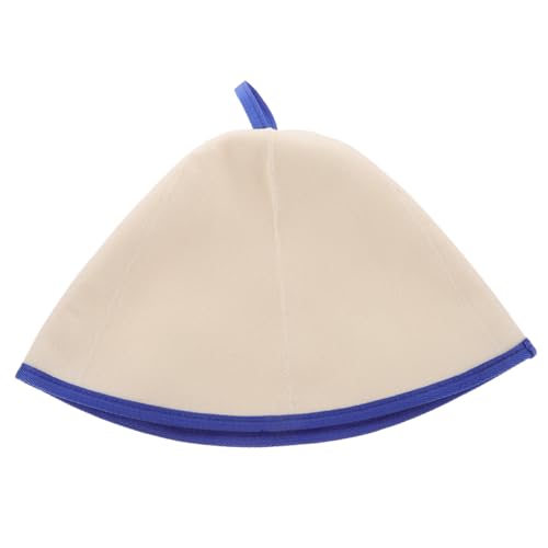 Mikinona Gefilzter Russischer Sauna Hut aus Wollfilz Hitzeschützende Dampfbad Kappe für Damen und Herren Wiederverwendbare Badekappe Weiß mit Blauem Rand Fördert Schwitzen und von Mikinona